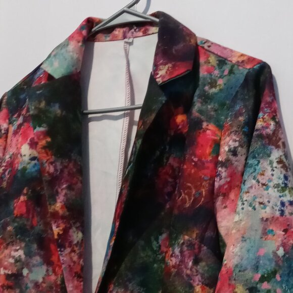 Women's Abstract Print Lightweight Single Button Blazer Size Small - Picture 4 of 6